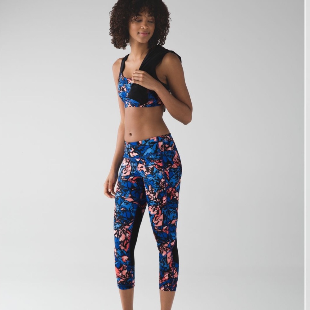 Lululemon Pace Rival Crop Paint Storm Harbor Blue Multi / Black